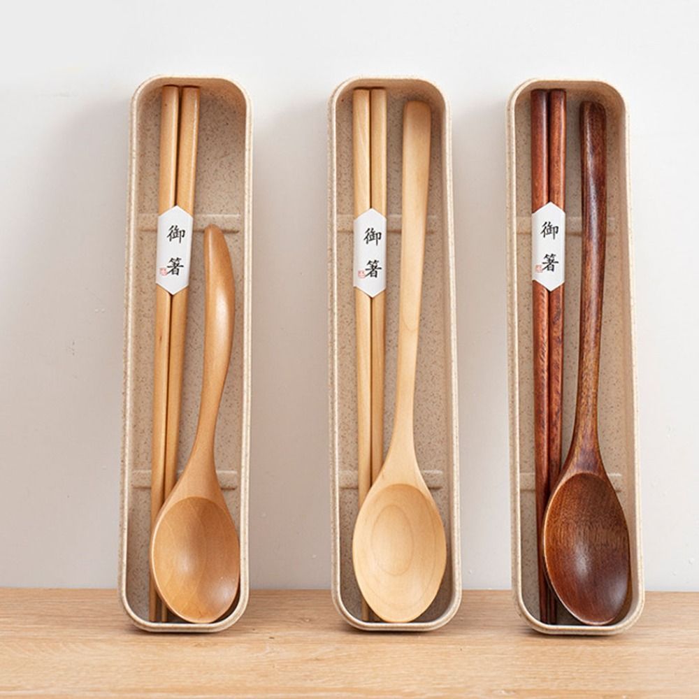 Bamboo Cutlery Travel - Conjunto de Talheres de Madeira Portátil