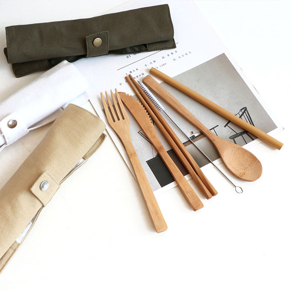 Bamboo Cutlery Travel - Conjunto de Talheres de Bambu Portátil
