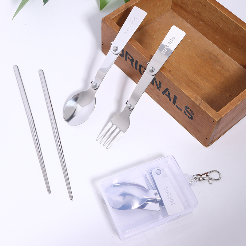 Bamboo Cutlery Travel - Conjunto de talheres portáteis de aço