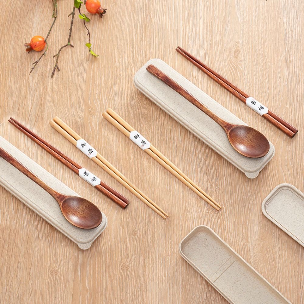 Conjunto de Talheres de Madeir - Bamboo Cutlery Travel avaliação e preço