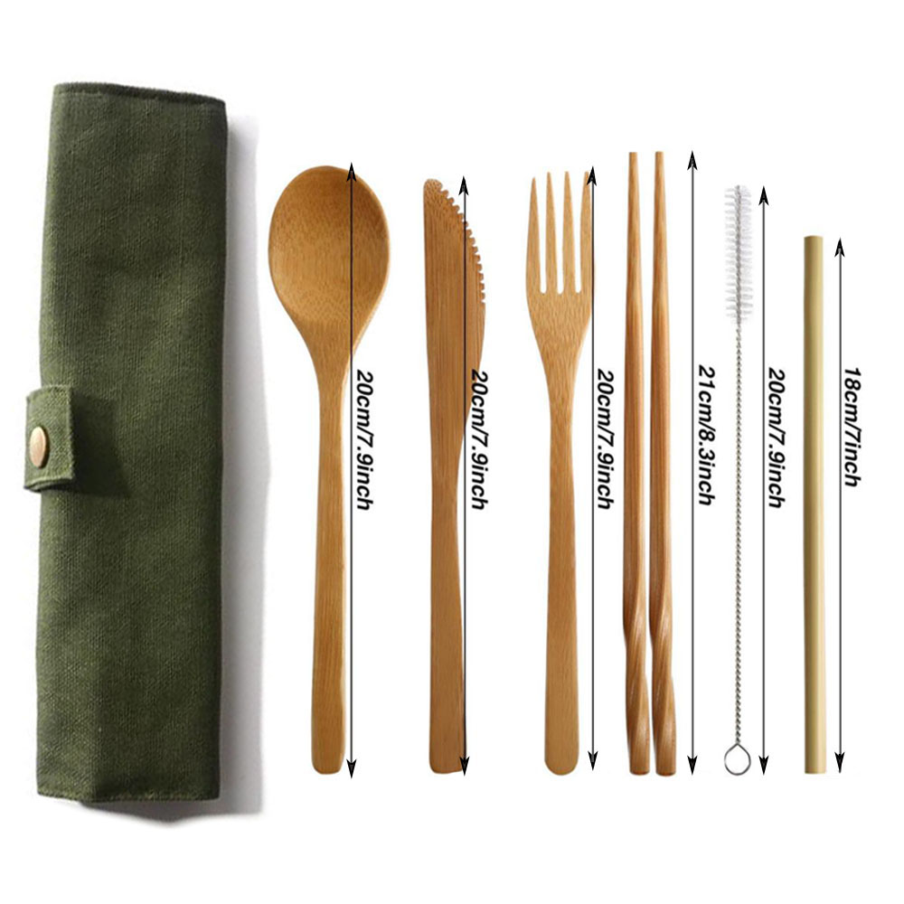 Conjunto de talheres de bambu  - Bamboo Cutlery Travel avaliação e preço