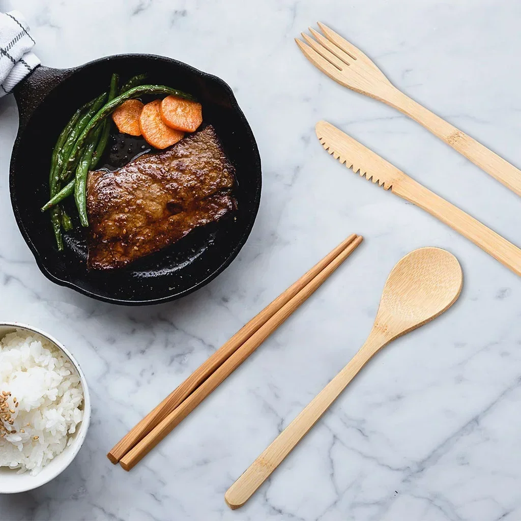 Conjunto de Talheres de Bambu  - Bamboo Cutlery Travel avaliação e preço
